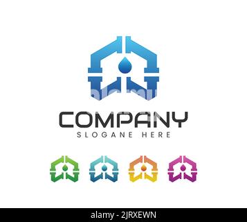 Design der Vorlage für das Logo der Rohrleitungen. Logo-Vorlage Für Sanitär-Service, Logo Für Wasserservice Stock Vektor
