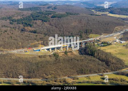 Autobahnbrückenviadukt Onsbach der Autobahn A45 Sauerlandlinie, Baustelle mit Ersatz, Katzenfurt, Ehringshausen, Sauerland, Hessen, Ger Stockfoto