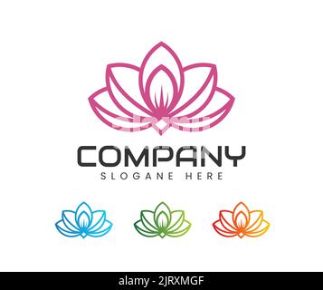 Lotus Flower Logo abstract Beauty Spa Salon Kosmetik Marke linearen Stil. Durchgeschleift Blätter Logo Design vector Luxus Mode Vorlage. Stock Vektor