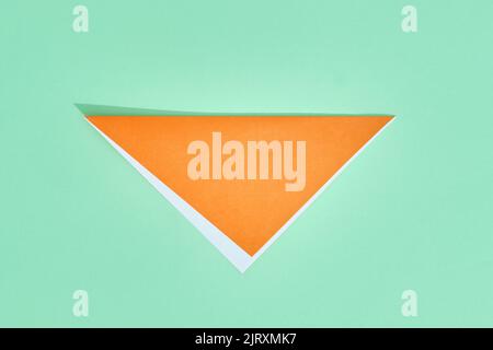 Origami-Bär. Schritt-für-Schritt-Fotoanleitung auf grünem Hintergrund. DIY-Konzept. Step2 Stockfoto