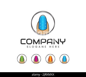 Nail Art Studio Logo Design-Vorlage. Kreative Vorlagen für Nagelbar, Beauty-Salon, Manikurist Techniker Vektor Stock Vektor