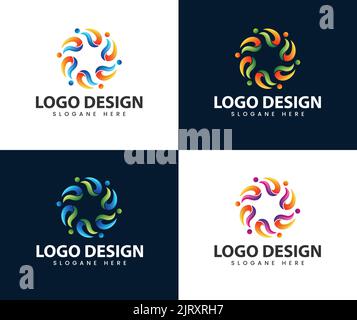 Abstrakt Kreis Gemeinschaft Menschen arbeiten Team und Business-Logo. Flaches Vektor-Logo-Design-Template-Element Stock Vektor