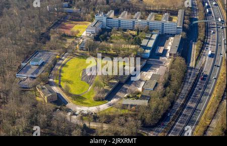 Luftaufnahme, ehemalige Polizeikaserne Norbertstraße im Bezirk Bredeney in Essen, Ruhrgebiet, Nordrhein-Westfalen, Deutschland, DE, Essen, Europa, er Stockfoto