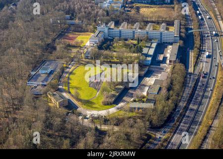 Luftaufnahme, ehemalige Polizeikaserne Norbertstraße im Bezirk Bredeney in Essen, Ruhrgebiet, Nordrhein-Westfalen, Deutschland, DE, Essen, Europa, er Stockfoto