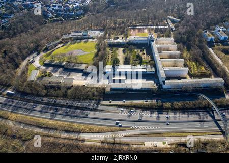 Luftaufnahme, ehemalige Polizeikaserne Norbertstraße im Bezirk Bredeney in Essen, Ruhrgebiet, Nordrhein-Westfalen, Deutschland, DE, Essen, Europa, er Stockfoto