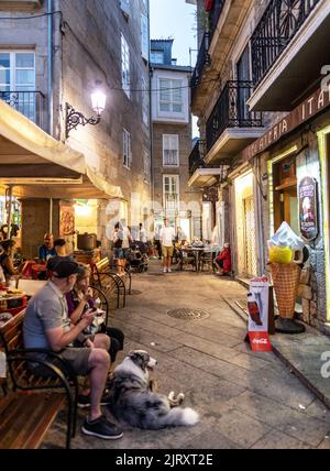 Vigo Straßen bei Nacht in Galicien Spanien Stockfoto