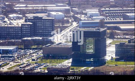 Luftaufnahme, thyssenkrupp Quarter Konzernzentrale im Westviertel in Essen, Ruhrgebiet, Nordrhein-Westfalen, Deutschland, DE, Essen, Europa, comm Stockfoto