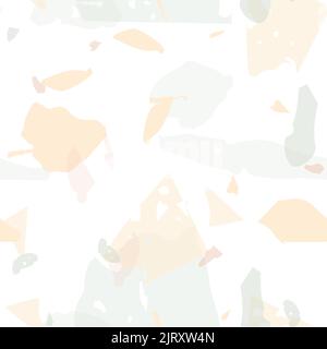 Terrazzo-Nahtloses Muster. Pastell venezianische Pflaster imitierte Fliesen. Hintergrund aus Natursteinen, Granit, Quarz, Marmor, Beton. Terrazzo Meer Stock Vektor