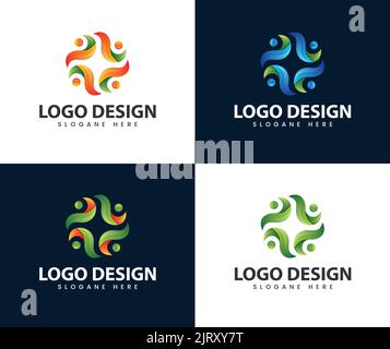 Teamlogo kreativ drei Personen Symbol Community Partner Gruppenstart oder Teamwork Symbol Stock Vektor