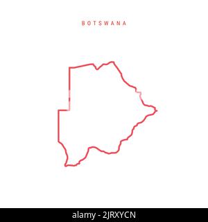 Botswana editierbare Übersichtskarte. Rote Grenze der Republik Botswana. Ländername. Linienstärke anpassen. Zu einer beliebigen Farbe wechseln. Vektorgrafik. Stock Vektor