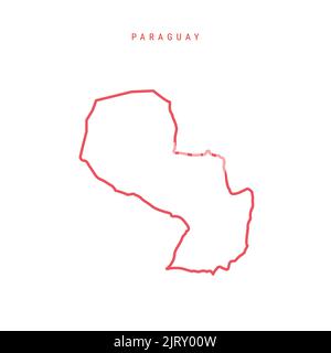 Paraguay editierbare Gliederungskarte. Paraguayische rote Grenze. Ländername. Linienstärke anpassen. Zu einer beliebigen Farbe wechseln. Vektorgrafik. Stock Vektor