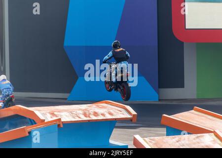 Hot Wheels Epic Show Beto Carrero World Santa Catarina, Brasilien - 4. Mai 2019: Show Hot Wheels ist eine der Hauptattraktionen von Beto Carrero World, Th Stockfoto