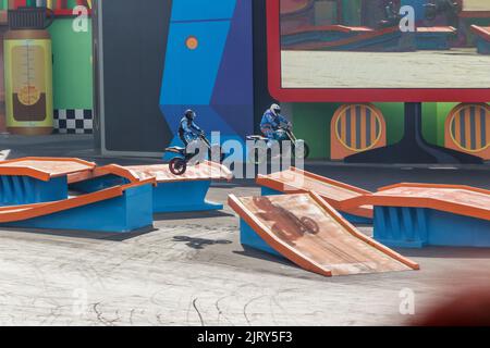 Hot Wheels Epic Show Beto Carrero World Santa Catarina, Brasilien - 4. Mai 2019: Show Hot Wheels ist eine der Hauptattraktionen von Beto Carrero World, Th Stockfoto