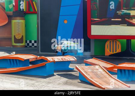 Hot Wheels Epic Show Beto Carrero World Santa Catarina, Brasilien - 4. Mai 2019: Show Hot Wheels ist eine der Hauptattraktionen von Beto Carrero World, Th Stockfoto