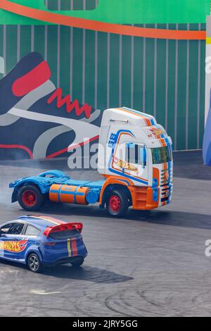 Hot Wheels Epic Show Beto Carrero World Santa Catarina, Brasilien - 4. Mai 2019: Show Hot Wheels ist eine der Hauptattraktionen von Beto Carrero World, Th Stockfoto