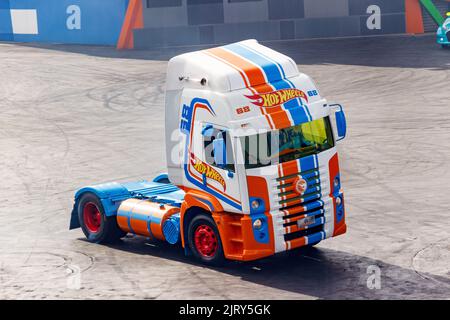 Hot Wheels Epic Show Beto Carrero World Santa Catarina, Brasilien - 4. Mai 2019: Show Hot Wheels ist eine der Hauptattraktionen von Beto Carrero World, Th Stockfoto