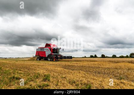 Cooles Landschaftsbild über Landschaft i schweden. Sonnenuntergang und Meer. Schöne Landschaft über der schönen Stadt in schweden Stockfoto