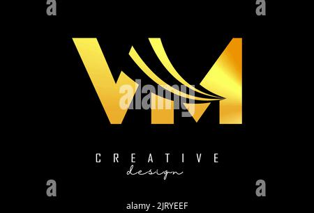 Kreatives VM V m-Logo mit goldenem Buchstaben und Leitbild. Buchstaben mit geometrischem Design. Vektorgrafik mit Buchstabe und Crea Stock Vektor