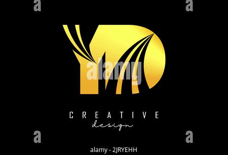 Kreatives YD y d-Logo in goldenem Buchstaben mit führenden Linien und Straßenkonzept. Buchstaben mit geometrischem Design. Vektorgrafik mit Buchstabe und Crea Stock Vektor