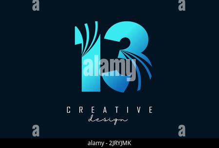 Kreatives Nummer-13 1 3-Logo mit Linien und Straßenkonzept. Zahl mit geometrischem Design. Vektorgrafik mit Nummer und kreativem Schnitt Stock Vektor