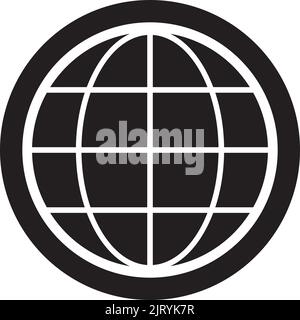Ein Vektor eines schwarzen internationalen Globus, der auf weißem Hintergrund isoliert ist Stock Vektor