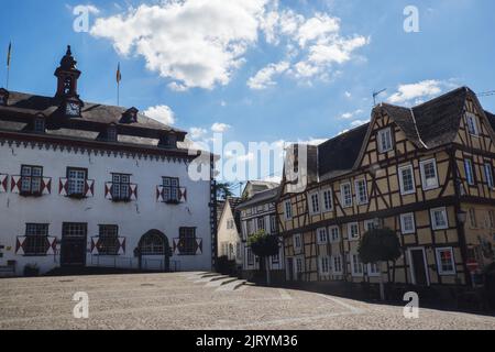 Historisches Stadtzentrum in Linz am Rhein, Rheinland-Pfalz, Deutschland Stockfoto