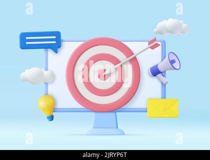 3D Seo-Optimierung und smm-Konzept. Stock Vektor