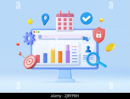 3D SEO-Optimierung, Stock Vektor