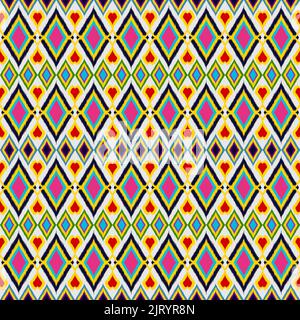 Ikat geometrische Folklore Ornament. Nahtloses Streifenmuster im aztekischen Stil. Figur Tribal Stickerei. Volkstümlicher Muster. Ikat-Muster für Hintergrundteppich Stockfoto