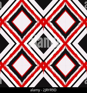 Ikat geometrische Folklore Ornament. Nahtloses Streifenmuster im aztekischen Stil. Figur Tribal Stickerei. Volkstümlicher Muster. Ikat-Muster für Hintergrundteppich Stockfoto