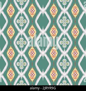 Ikat geometrische Folklore Ornament. Nahtloses Streifenmuster im aztekischen Stil. Figur Tribal Stickerei. Volkstümlicher Muster. Ikat-Muster für Hintergrundteppich Stockfoto