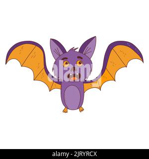 Cartoon-Fledermaus. Halloween-Element. Trick or Treat-Konzept. Vektorgrafik im handgezeichneten Stil Stock Vektor