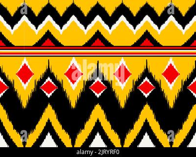 Ikat geometrische Folklore Ornament. Nahtloses Muster Figur Tribal Stickerei. Volkstümlicher Muster. Ikat-Muster Stockfoto