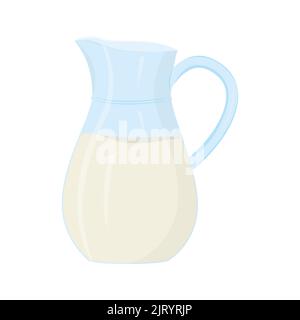 Krug Milch. Elemente für die Gestaltung landwirtschaftlicher Produkte, gesunde Lebensmittel. Flache Vektorgrafik. Stock Vektor