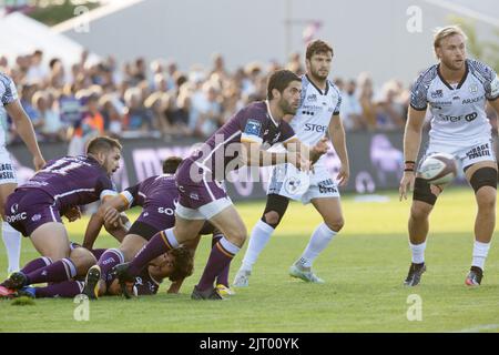 Angouleme, Frankreich. 26. August 2022. Emmanuel Saubusse aus Angouleme während des Pro D2 Rugby-Union-Spiels der französischen Meisterschaft zwischen Soyaux-Angouleme XV und RC Vannes am 26. August 2022 im Chanzy-Stadion in Angouleme, Frankreich - Foto Damien Kilani / DK Prod / DPPI Credit: DPPI Media/Alamy Live News Stockfoto