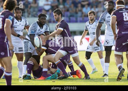 Angouleme, Frankreich. 26. August 2022. Emmanuel Saubusse aus Angouleme während des Pro D2 Rugby-Union-Spiels der französischen Meisterschaft zwischen Soyaux-Angouleme XV und RC Vannes am 26. August 2022 im Chanzy-Stadion in Angouleme, Frankreich - Foto Damien Kilani / DK Prod / DPPI Credit: DPPI Media/Alamy Live News Stockfoto