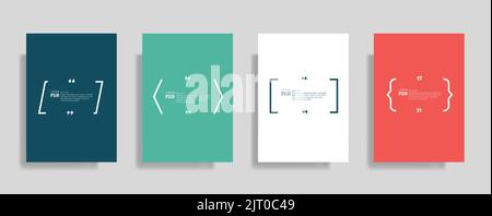 Eine bunte Reihe von Sprechzitaten bläht in Rahmen und Vorlagen, Kommas und Notizen Stock Vektor