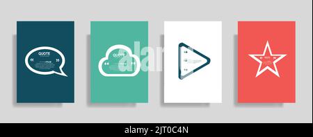 Ein farbenfrohes Feld für Zitate, ein Set aus Stern- und ovalen Blasen und ein Anführungszeichen in Klammern Stock Vektor