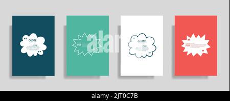 Eine bunte Reihe von Sprechzitaten bläht in Rahmen und Vorlagen, Kommas und Notizen Stock Vektor