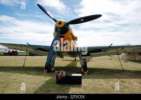 Replik Messerschmitt Bf109 auf Lytham Green während des Lytham 40s Weekend 2022 Stockfoto