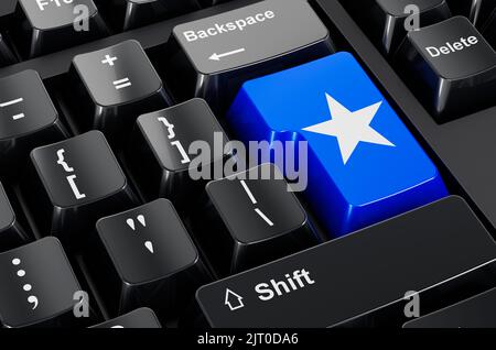 Somalische Flagge auf Computertastatur gemalt. Online-Geschäft, Bildung in Somalia Konzept. 3D Rendern Stockfoto