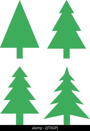Grüne Weihnachtsbäume auf einem weißen Hintergrund Vektorgrafik. Weihnachten Stock Vektor