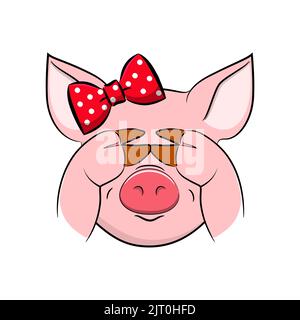 Nette lustige Schwein Gesichtsausdrücke. Vektor. Stock Vektor