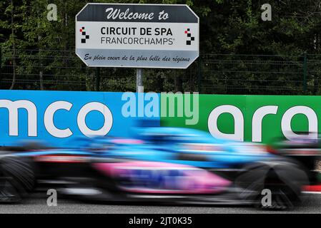 Fernando Alonso (ESP) Alpine F1 Team A522. Großer Preis von Belgien, Samstag, 27.. August 2022. Spa-Francorchamps, Belgien. Stockfoto