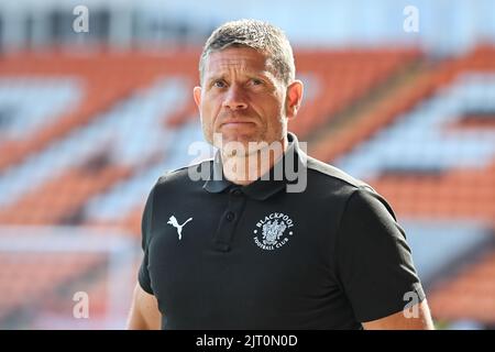 Steve Banks Torwarttrainer von Blackpool kommt an der Bloomfield Road an Stockfoto