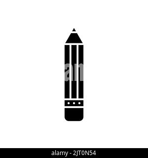 Bleistift mit Radiergummi minimalistisches Symbol. Schwarz gefülltes Piktogramm. Zurück zur Schule Inspiration. Konzept der Bildung. Vektorgrafik, flaches Design Stock Vektor