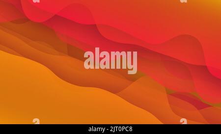 Gewellter abstrakter Verlaufshintergrund. Orangefarbener und roter Hintergrund, Wellen Stockfoto