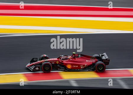 55 SAINZ Carlos (Spa), Scuderia Ferrari F1-75, Aktion während der Formel 1 Rolex Belgischer Grand Prix 2022, 14. Lauf der FIA Formel 1 Weltmeisterschaft 2022 vom 26. Bis 28. August 2022 auf dem Circuit de Spa-Francorchamps, in Francorchamps, Belgien - Foto Paul Vaicle / DPPI Stockfoto