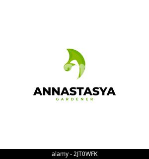 Anfangsbuchstabe A mit Blattlogo Stock Vektor