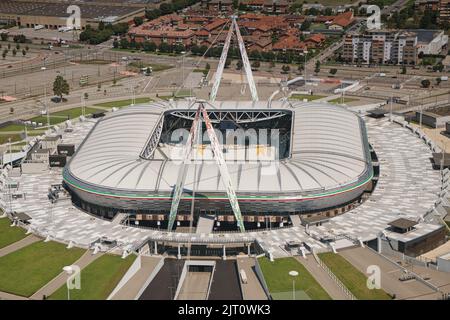 Luftaufnahme des Juventus Allianz Stadions. Turin, Italien Stockfoto